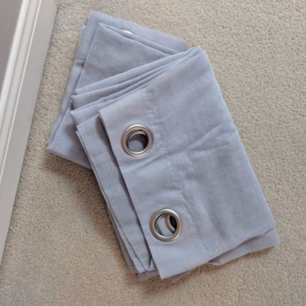 sheer gray curtains, 2 curtain panels
